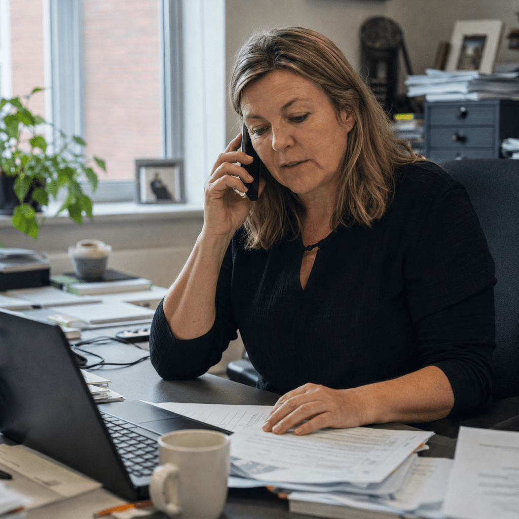 Boekhouder aan de telefoon met een klant